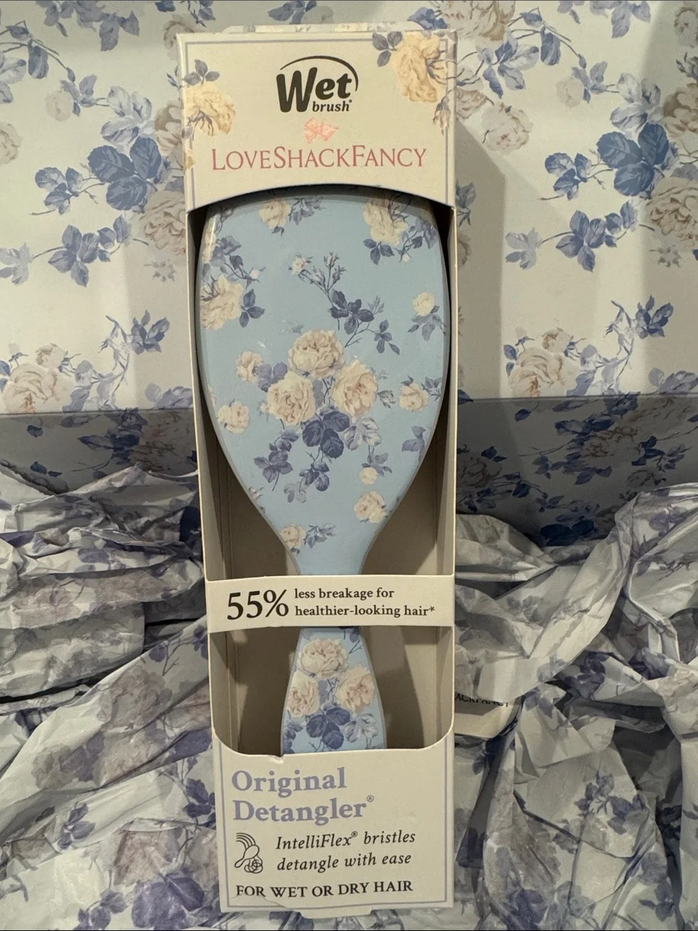 LoveShackFancy Blue Floral Wet Brush Original Detangler